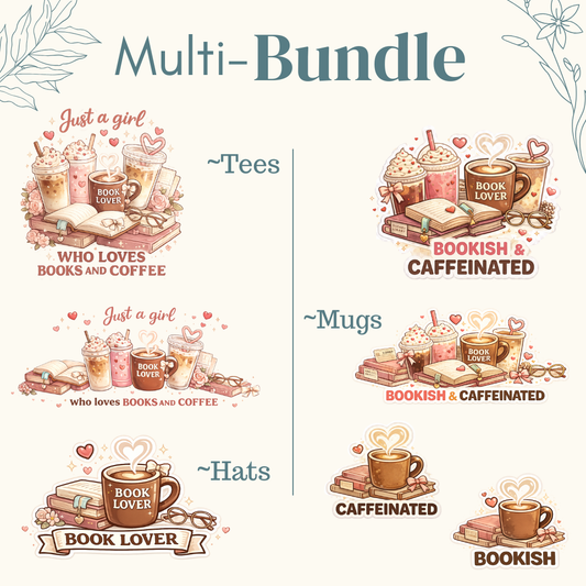 Books & Coffee Multi-Blank Design Bundle | Instant Download