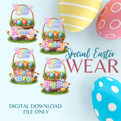 Egg Hunt Crew Easter Shirt Designs (Bundle) | PNG Digital Download