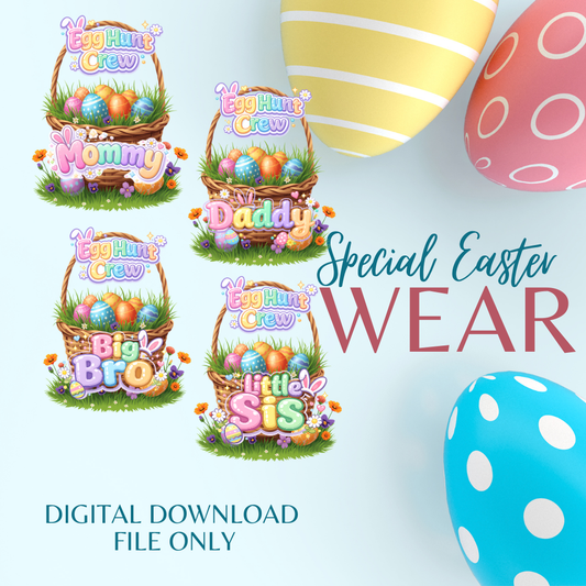 Egg Hunt Crew Easter Shirt Designs (Bundle) | PNG Digital Download