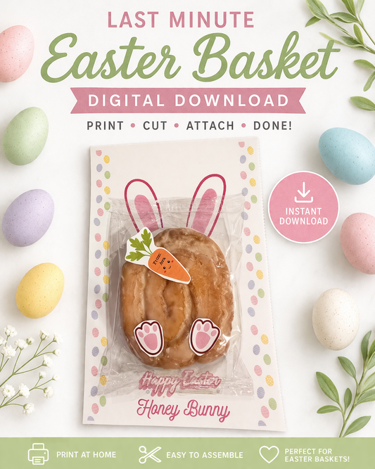 Last Minute Easter Basket Printable Bunny Treat Holder | Digital Download