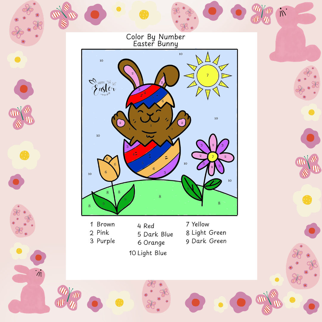 Easter Bunny Color By Number | Instant Download