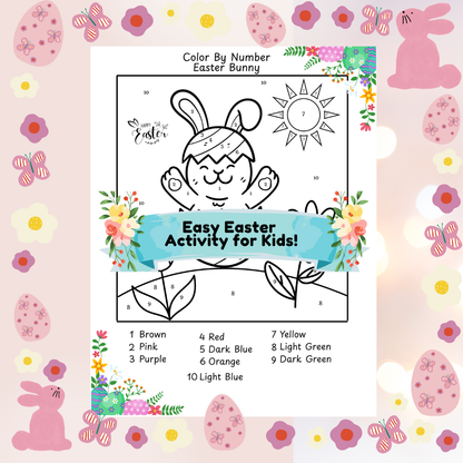 Easter Bunny Color By Number | Instant Download