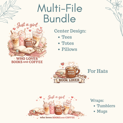 Books & Coffee Multi-Blank Design Bundle | Instant Download