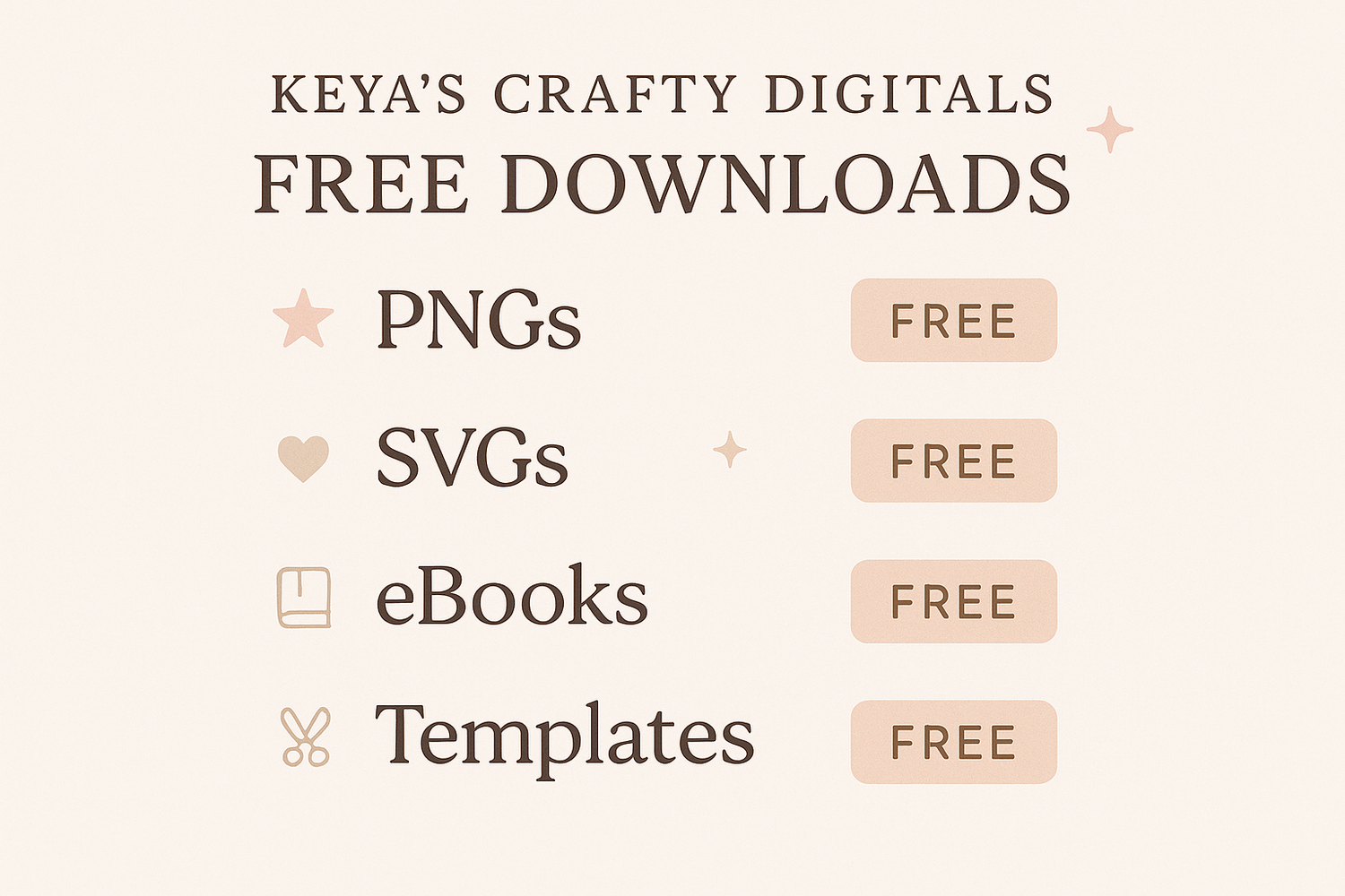 Can you change this list to only show/say: "PNGs, SVGs, EBooks, and Templates"